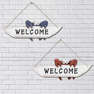 Ouyou to Ocean Style Wooden Welcome to List Room Decoration Mediterranean Style Restaurant Small Crab Decoration Door Hanger
