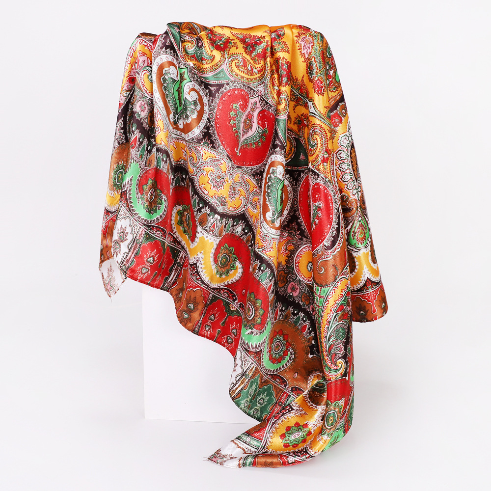 Women's Lady Paisley Satin Printing Silk Scarf display picture 7