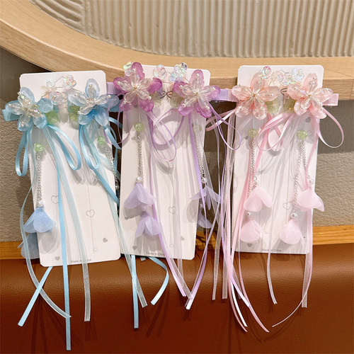 Children's bow Hanfu headwear girls' hair accessories ancient style hairpins ancient costume fairy tassel hairpins with accessories clips