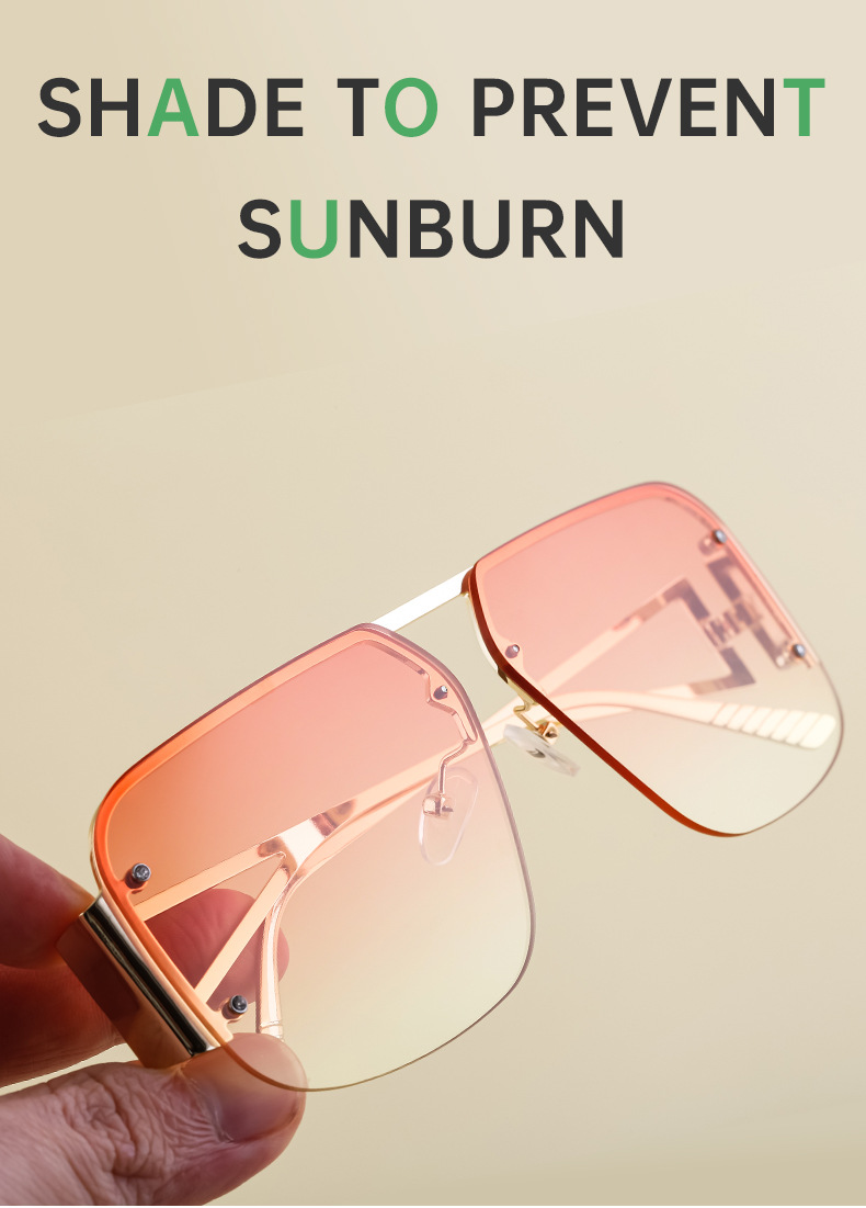 Sunglasses Unisex European Style Frameless Rectangular Shades_voghion.com