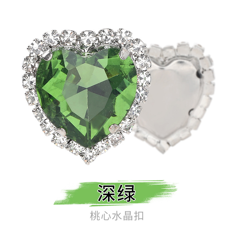 Perforación de garras de borde en forma de corazón transfronterizo Perforación artificial Perforación de diamantes cosidos a mano Adornos de zapatos Accesorios de joyería de ropa Hebilla de cristal de corazón de melocotón