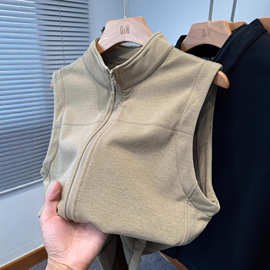 奥利绒加绒加厚马甲男款秋冬季运动休闲背心男装青年无袖坎肩立领