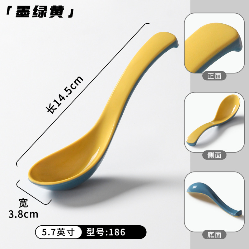 密胺餐具勺子商用餐饮塑料小汤勺仿瓷短柄匙羹调羹汤匙饭店用粥勺|undefined