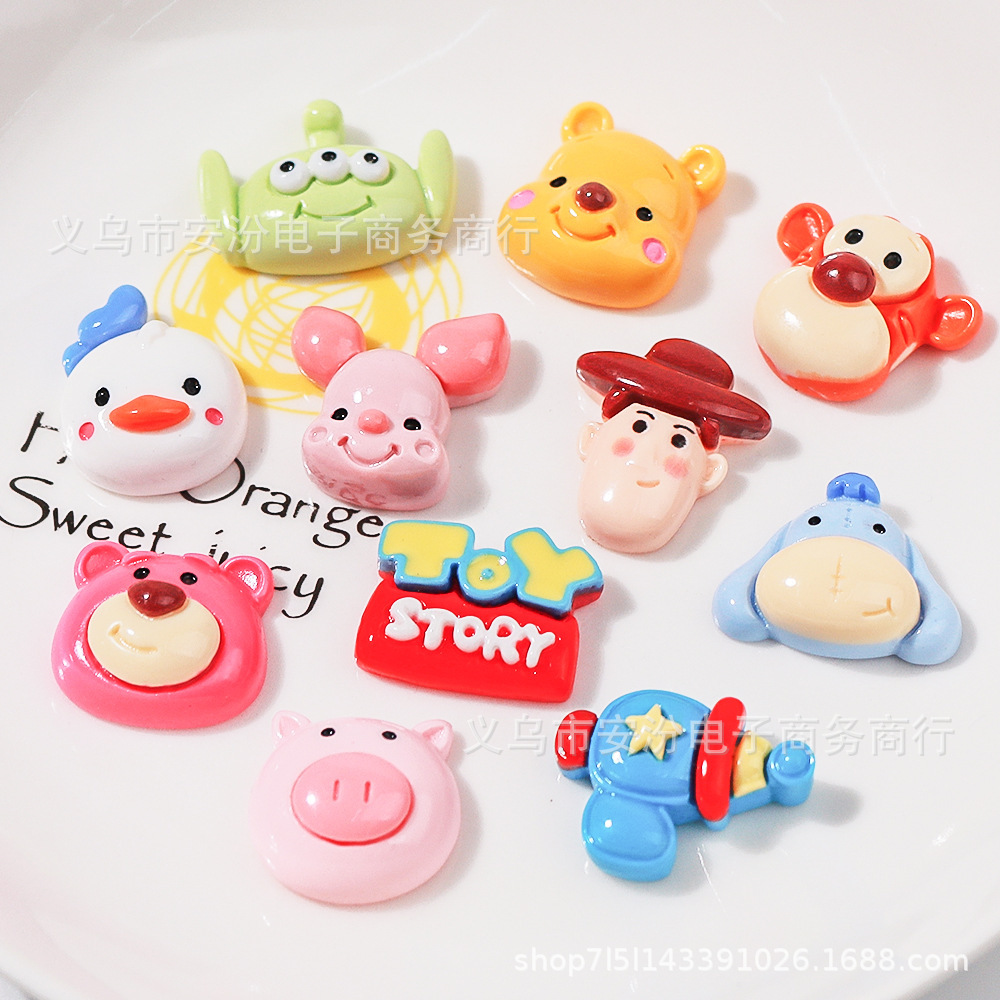 卡通可爱动物小熊小猪diy树脂配件奶油胶手机壳发夹手工材料配件