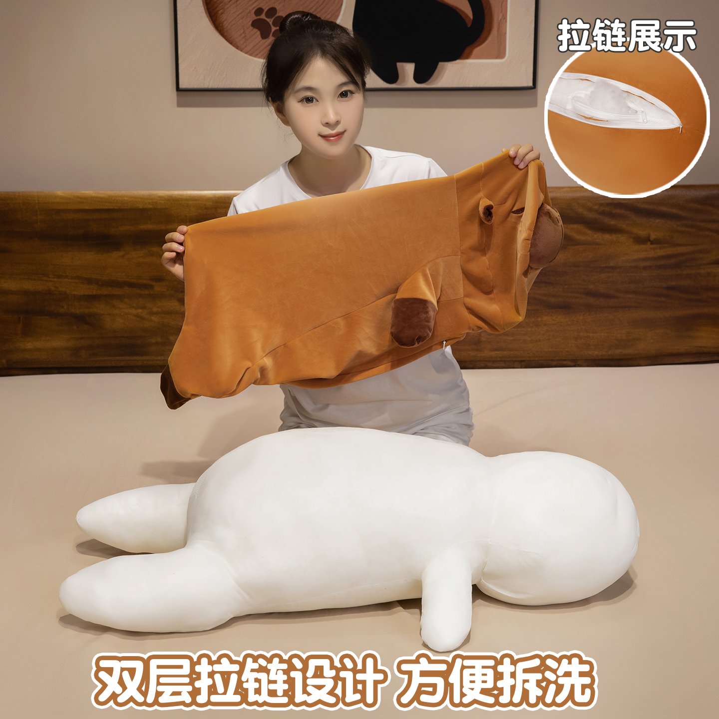 Gordar delfín almohada lindo capibara peluche muñeca de tela muñeca regalo de cumpleaños muñeca
