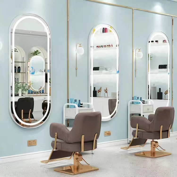 Espejo de Barbería, Soporte para Espejo de Salón de Belleza, Espejo Moderno para Tintes y Permanentes, Espejo de Pie de Cuerpo Entero para Peluquería, Estable.