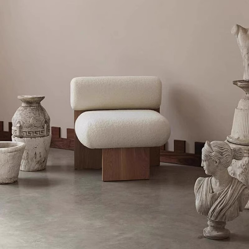 Silla de ocio minimalista Silla de sofá individual Silla de sofá de madera maciza Silla nórdica Wabi-Jifeng Apartamento pequeño Sala de estar Casa de familia Silla individual