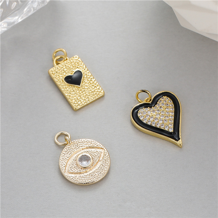 Pendants, Jewelry Accessories Classification 1 Piece Copper Zircon Devil'S Eye Heart Shape INS Style