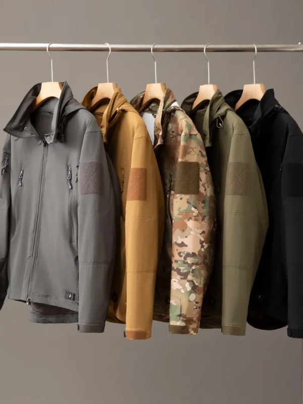 High-Density Weft, Scratch-Resistant and Wear-Resistant! Men's Autum Outdoor Travel Tactical Windproof and Waterproof Soft Shell Hooded Jacket