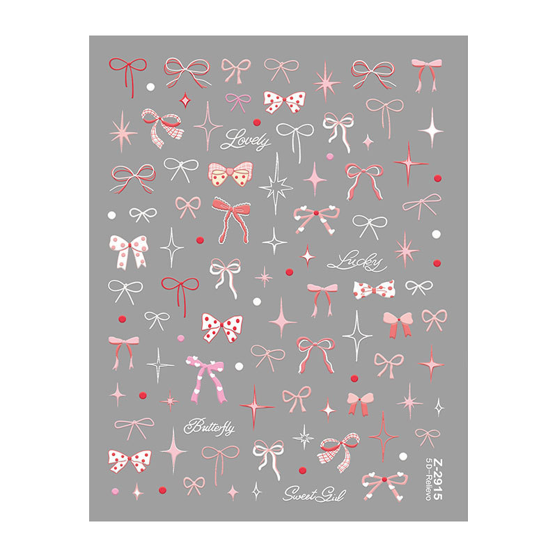 Cross-Border Hot-Selling Ins New 5D Embossed Cartoon Nail Stickers Red and Blue Bowknot 3D Nail Decals Z2916 Cross-Border Hot-Selling Ins New 5D Embossed Cartoon Nail Stickers Red and Blue Bowknot 3D Nail Decals Z2916