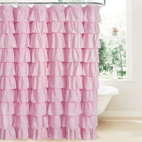 Cross-Border Large Lace Shower Curtain, Bathroom-Specific Waterproof Curtain, American-Style Spliced Shower Tent Partition Curtain
