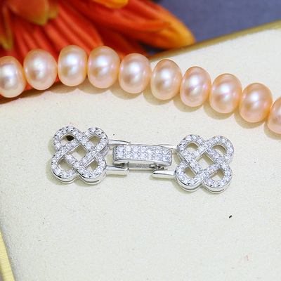 DIY parts S925 Sterling Silver fashion Retro Pearl Necklace Connect Buckle sweater chain Jewelry clasp