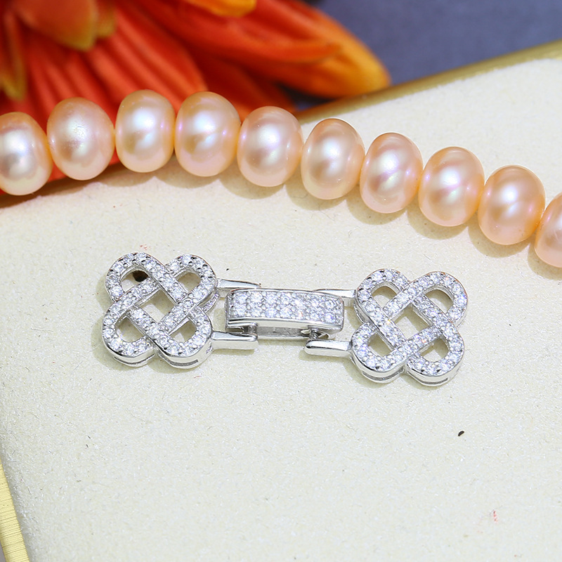 DIY parts S925 Sterling Silver fashion Retro Pearl Necklace Connect Buckle sweater chain Jewelry clasp