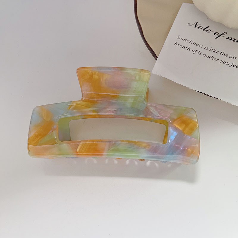 Colorful, Rectangle Pattern Simple Style Colorful Rectangle Acetic Acid Sheets Hair Claws