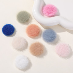 甜美公主風初冬毛絨圓形紐扣貼片DIY頭飾髮飾髮夾手機殼材料批發