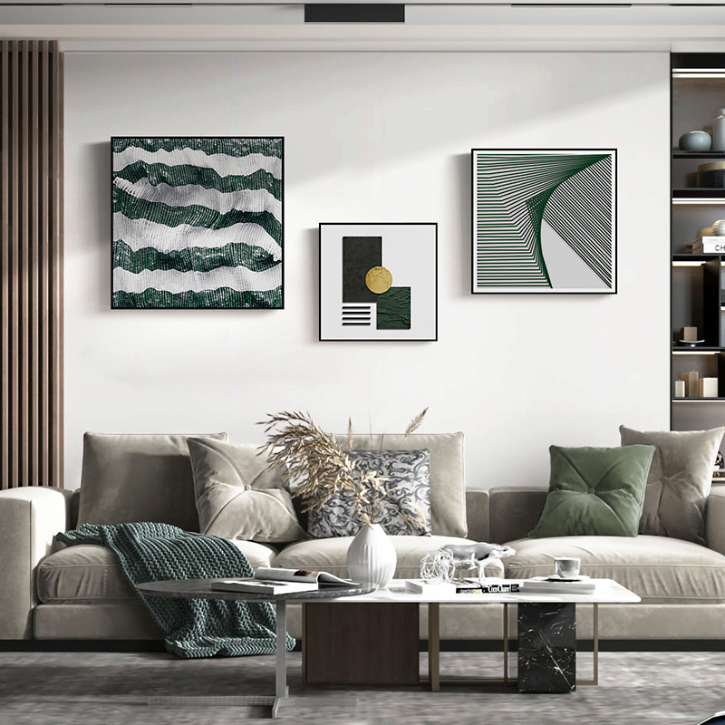 Modern Simple Living Room Decorative Painting Sofa Background Wall Painting Model Room Sales Office Hotel Abstract Green Mural