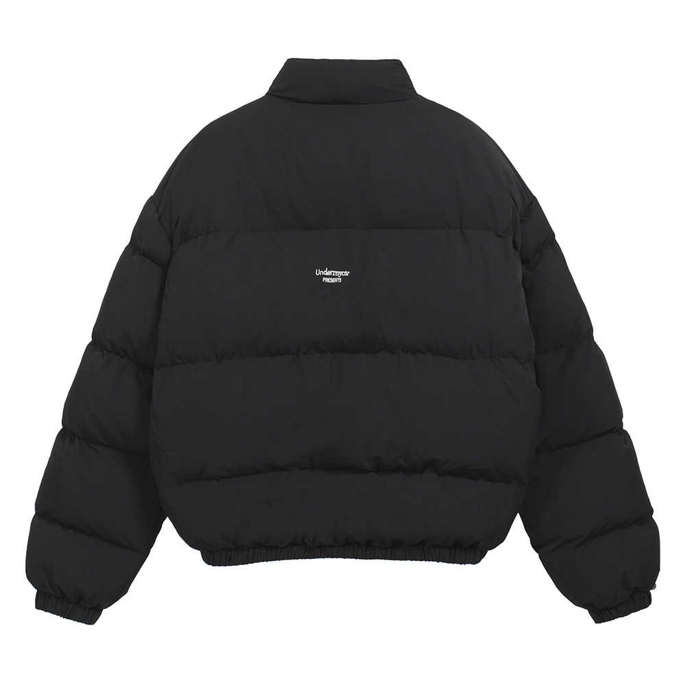 Gao Street Undermycar pequeña etiqueta bordada de collar cremallera chaqueta de algodón para hombres y mujeres suelta multifacé ropa de pan gruesa