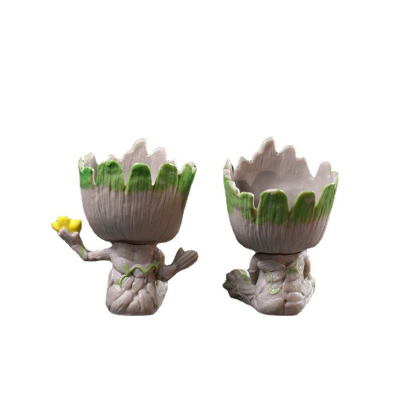 Мини-цветочный горшок-фигурка (Galax Guard Groot), 5 см — милые декоративные игрушки: гнездо для птиц и положение рук
