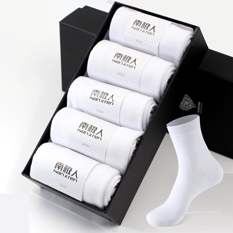 Chaussettes mi-mollet en coton peigné blanc [10 paires en rouleau avec ceinture et informations fabricant - prix simple et double (1 shot correspond à 1 paire)]