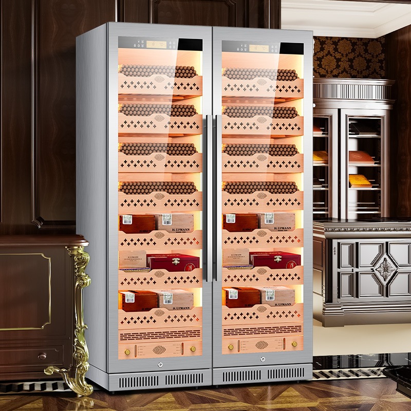 Cigar Cabinet CL-188C2 Cedar Wood Interior WiFi Smart Control Water Ion Ammonia Removal Stainless Steel Dual Combination Cigar Cabinet