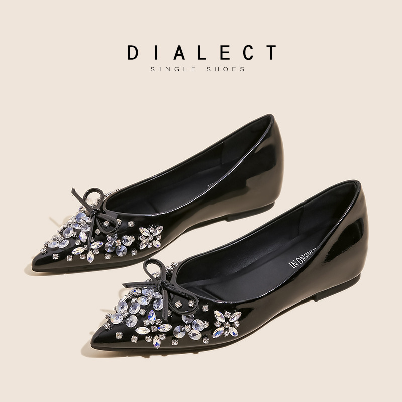 French-style rhinestone height-increasing flat shoes for women, 2026 autumn new versatile bowknot slip-on flat women's shoes French-style rhinestone height-increasing flat shoes for women, 2026 autumn new versatile bowknot slip-on flat women's shoes