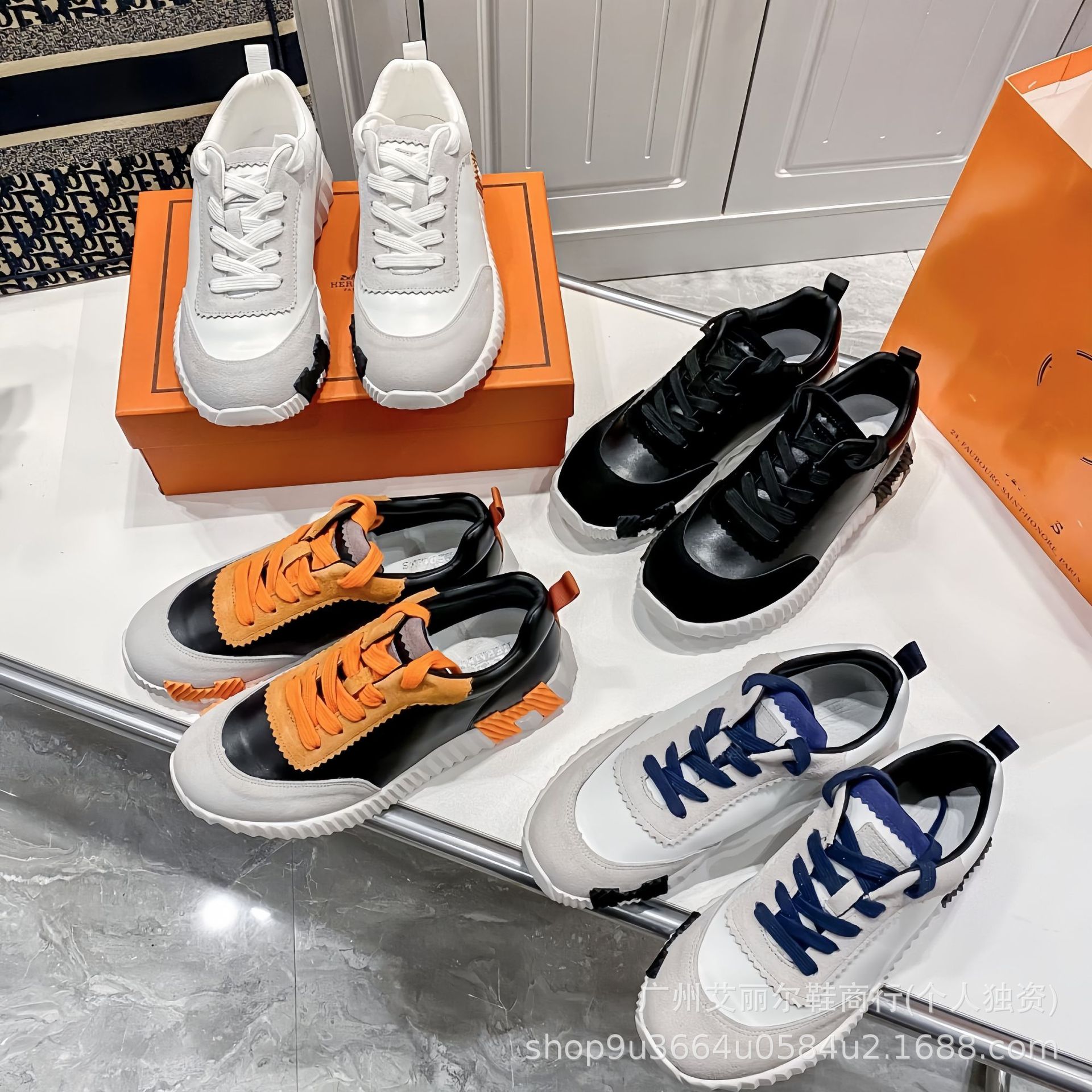 Men's Casual Shoes with Contrasting Color and Genuine Leather for Spring and Autumn, Couple's Sports White Shoes for Women, Height-Increasing and Warm