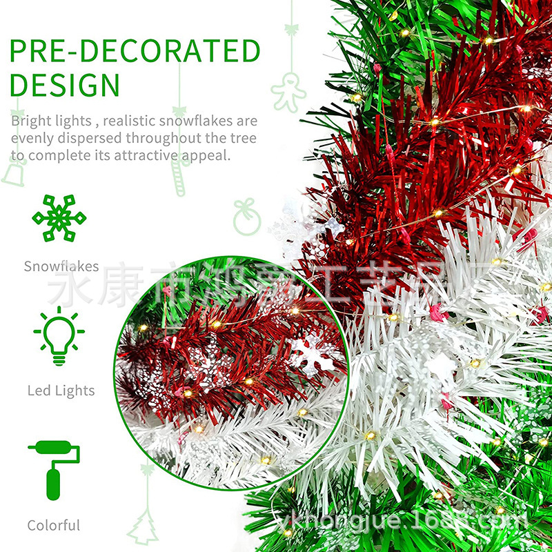 Ventas transfronterizas calientes de 1,5 m PET torre de hojas de palma artificial plegable árbol de Navidad telescópico colorido árbol espiral