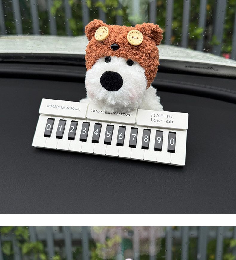 Cute Piano West Highland Dog Car Temporary Parking Number Plate Creative Car Decoration 2026 New Model