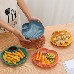 小麦プラスチック製シェル型ディッシュ、つけだれ付き仕切り餃子皿、耐衝撃収納皿、フルーツ皿、レストランのディスプレイ用、クリエイティブなスタイル