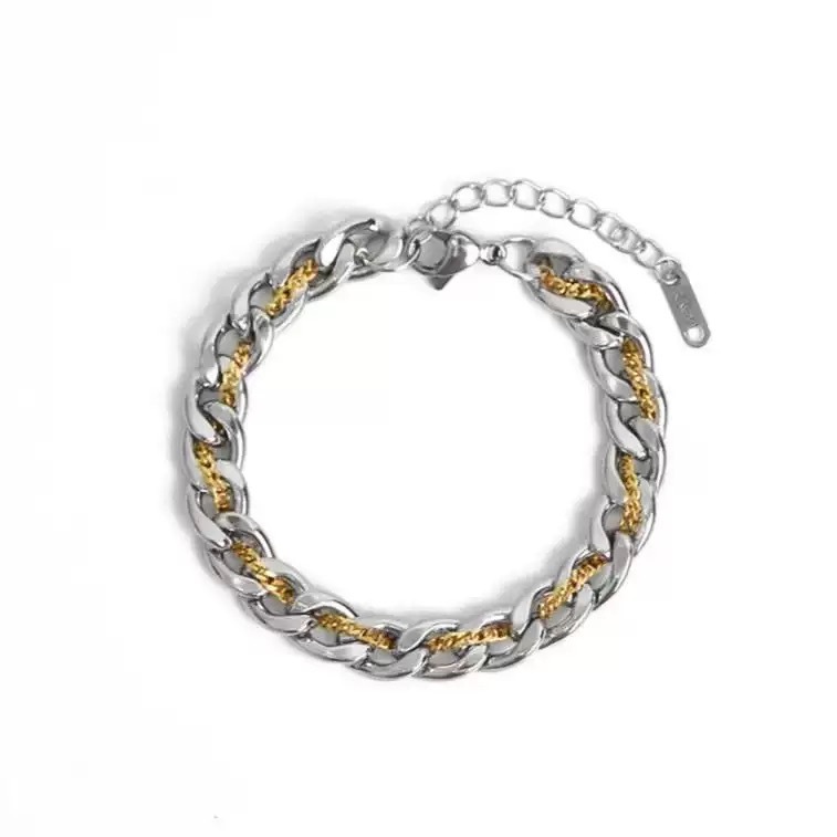 10mm gold wrapped bracelet 17cm+5cm