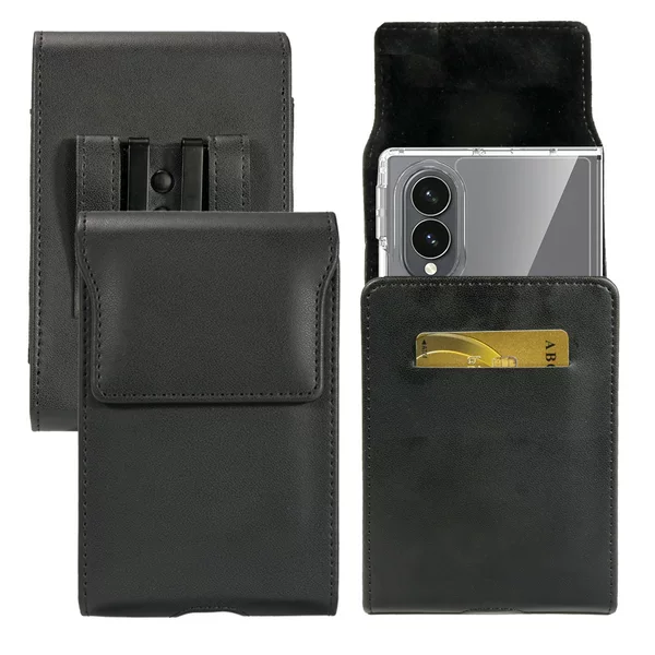 Suitable for iPhone Duo Foldable Phone Leather Case, Samsung Fold8 Belt-Wearing Waist Phone Bag