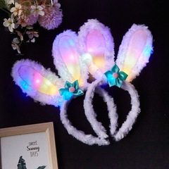 Luminous Star Dew Headband Flashing Light Rabbit Ears Headband Wholesale Bow Girls Face Wash Headband with Lights