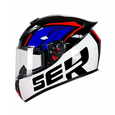 Four-Season Helmet, Foreign Trade | Motorcycle Safety Supplies - qk111-blue-ser-with-clear-lenses-s