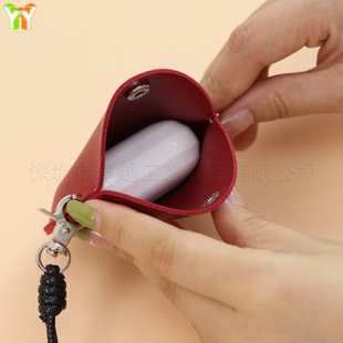 New Fashion Neck Hanging Bluetooth Headset Storage Bag Leather Lanyard Fashion White Wear Headset Bag Commuter Headset Storage