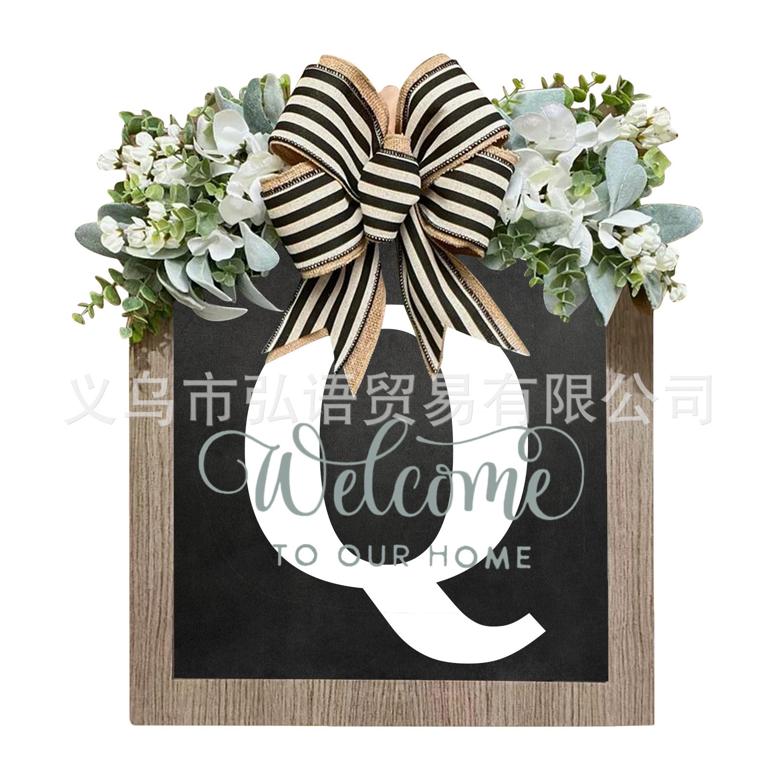 Transfronterizo Apellido Año Ronda Puerta de entrada Wreath26 letras mariposa Placa de puerta Decoración