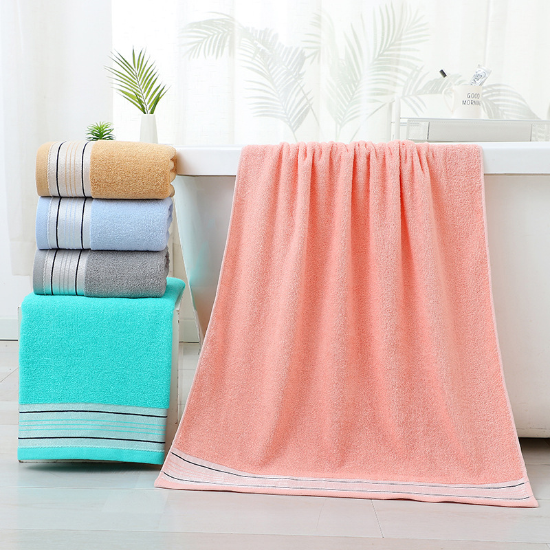 Manufacturer Adult Cotton Bath Towel 70*140 Type Printed Logo Silver Ribbon Household Absorbent Bath Towel a