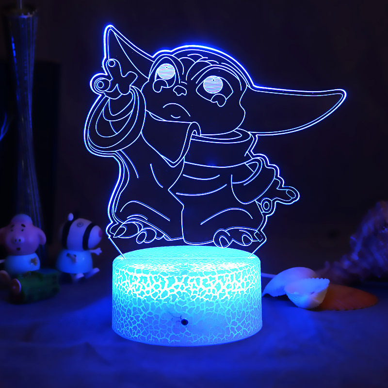 Star Wars 3D noche luz puntada Yoda bebé periférico mano Escritorio de Oficina Decoración Linda lámpara regalo