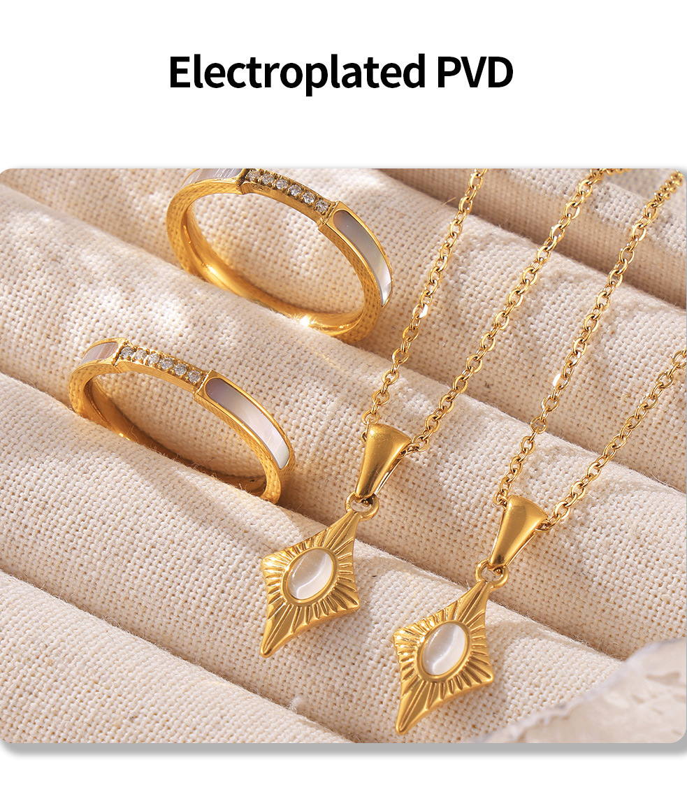 Pendant Necklace And Ring Set With Shell And Star Embellishment_voghion.com