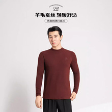 打底衫男士秋冬新款半高领羊毛蚕丝高级感纯色基础款内搭保暖上衣