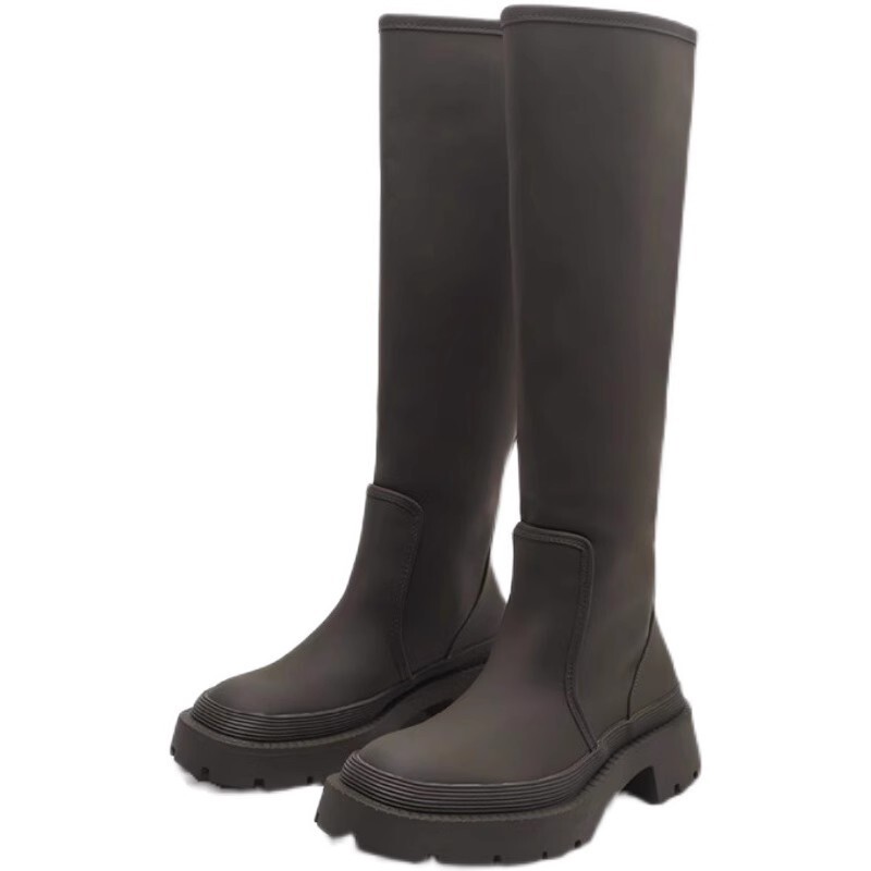 Walking Lawn Mower in the World Green Black Over-The-Knee Thick-Soled Slimming Look Tall Knight Boots for Women with Velvet