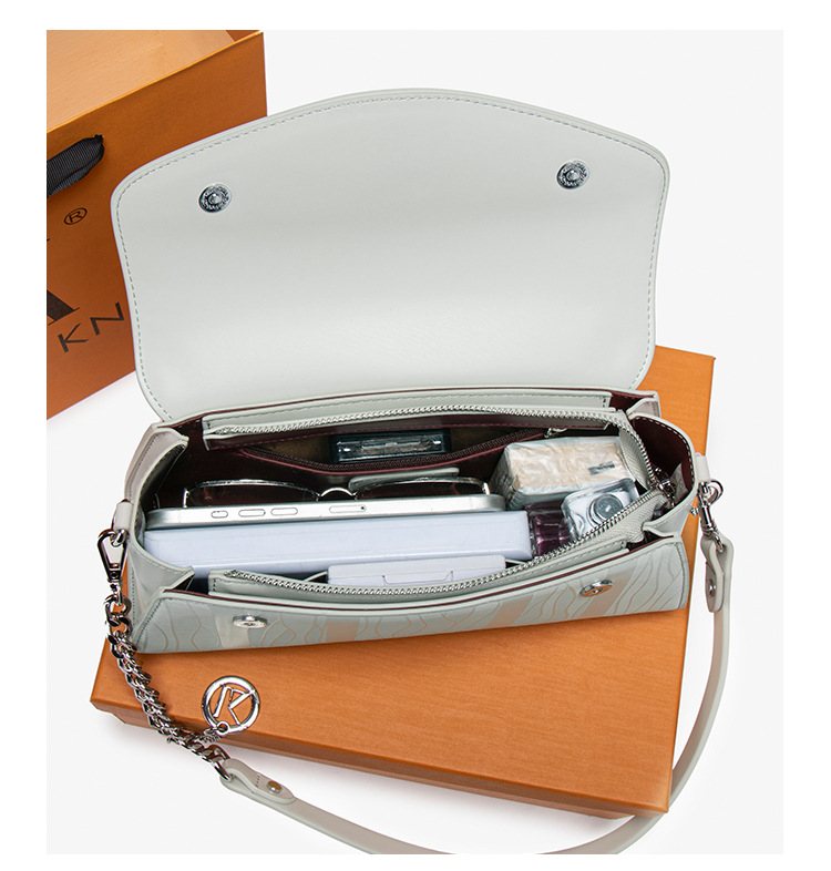 Túi đeo chéo nữ phong cách retro baguette, kiểu dáng nhỏ gọn đeo vai đơn — đen, trắng, màu nâu, màu sáng chi tiết 8