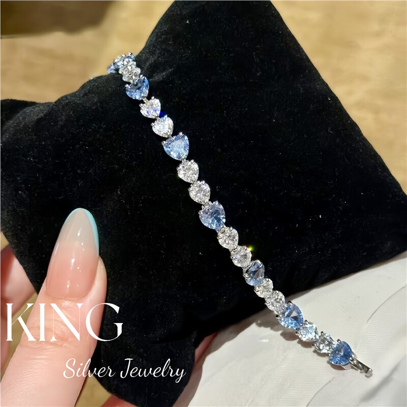 Heart of the Endless Ocean | S925 silver gold-plated blue spinel spring-summer fashion light luxury versatile sterling silver bracelet Heart of the Endless Ocean | S925 silver gold-plated blue spinel spring-summer fashion light luxury versatile sterling silver bracelet