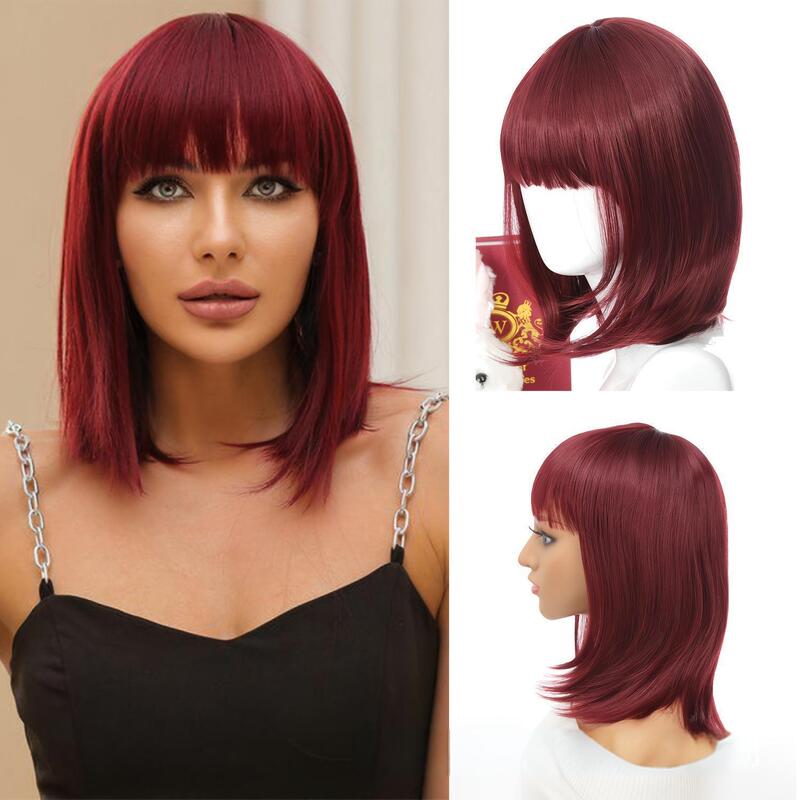 ヨーロッパとアメリカのウィッグクロスボーダー新しいスタイルのストレートヘア前髪ショートヘアボブヘア女性のためのAmazon AliExpressヘッドギア|undefined