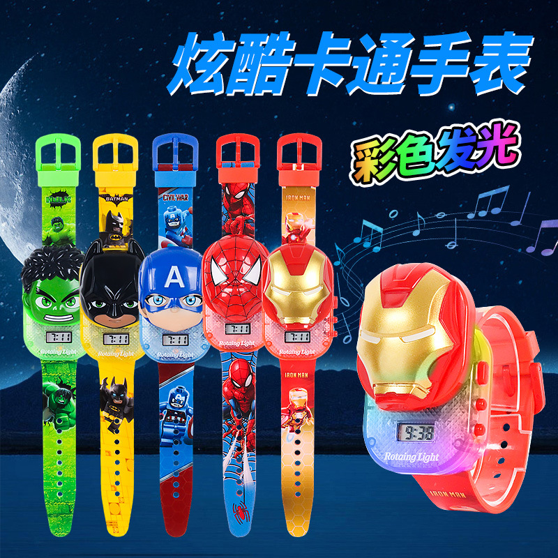 零售代发翻盖发光音乐手表 抖音同款网红手表 儿童卡通玩具手表