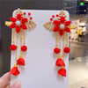 Hairgrip with bow, hairpins with tassels, children's hair accessory, red Hanfu, Chinese style