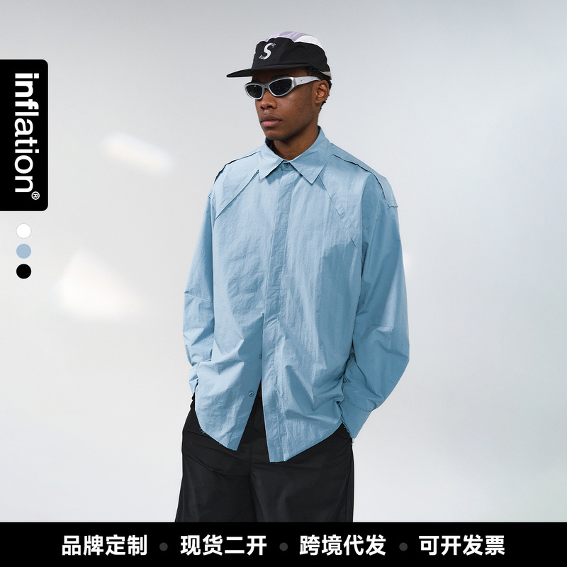 Jie Zhan Men's Clothing | Solona Curved Sleeve Shirt 26 Spring New Fashion Brand Three-Dimensional Cut Cardigan Long Sleeve Jacket