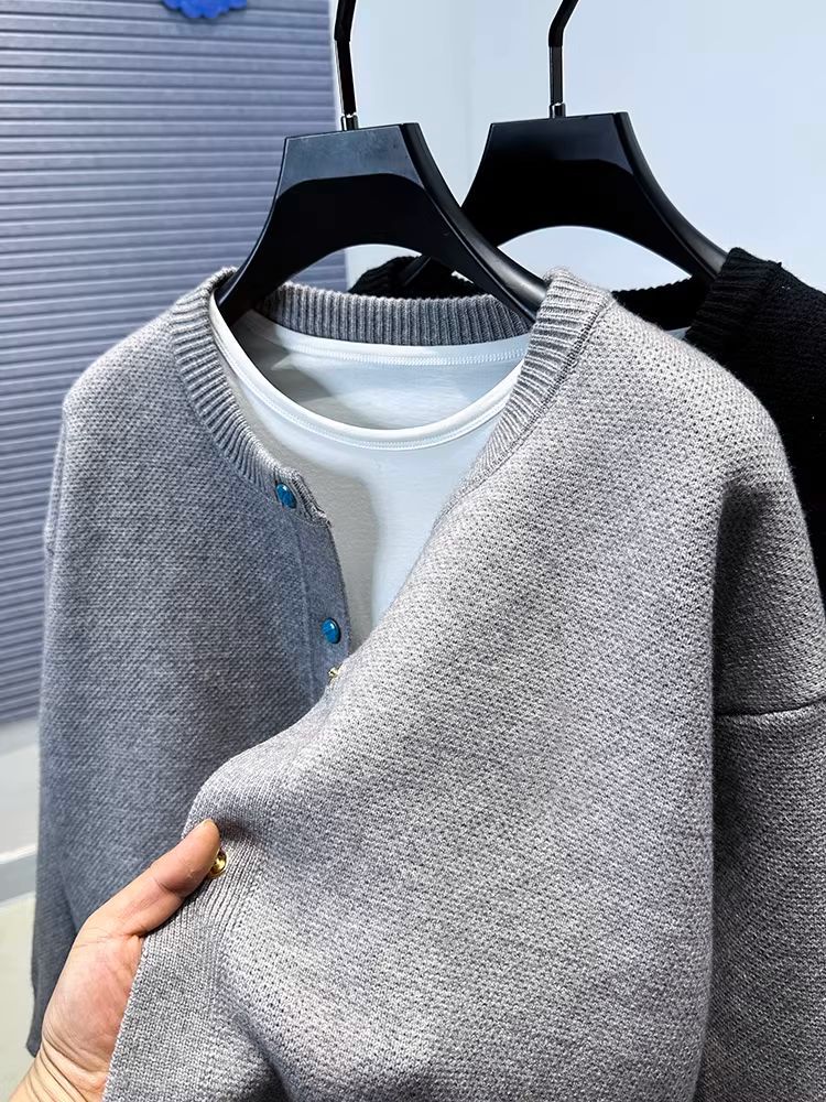Herren Cardigan In Türkis Gestrickter Strickpullover Mit Knöpfen_voghion.com