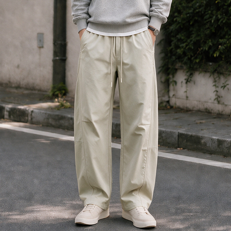 Xiyue early autumn men's casual pants, workwear style with three-dimensional stitching, curved cut pants, suitable for daily commuting, versatile straight-leg long pants