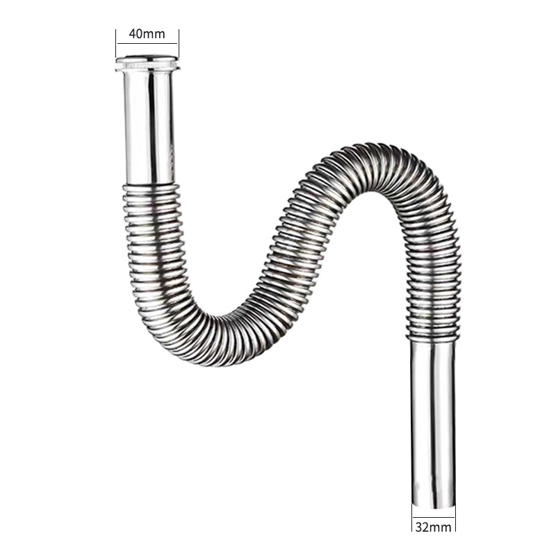 Tubo de drenaje de lavabo de acero inoxidable 304 Tubo de drenaje de aguas residuales y desodorante de drenaje de agua de cocina Tubo corrugado