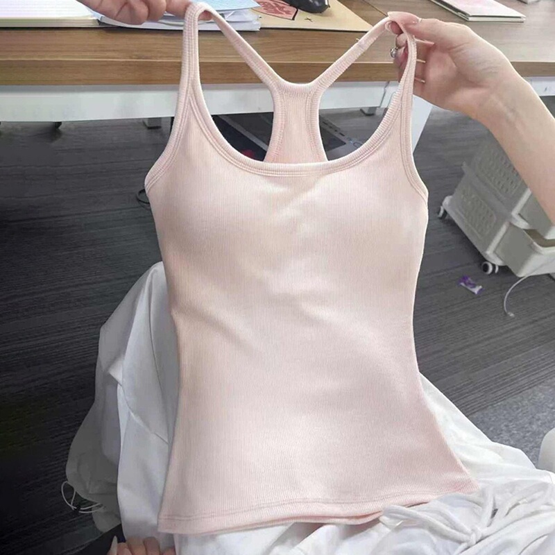 Summer Pure Desire Hot Girl Halter Neck Racerback Camisole with Chest Pads Women's One-Piece Beauty Vest Sleeveless Sports Top Summer Pure Desire Hot Girl Halter Neck Racerback Camisole with Chest Pads Women's One-Piece Beauty Vest Sleeveless Sports Top